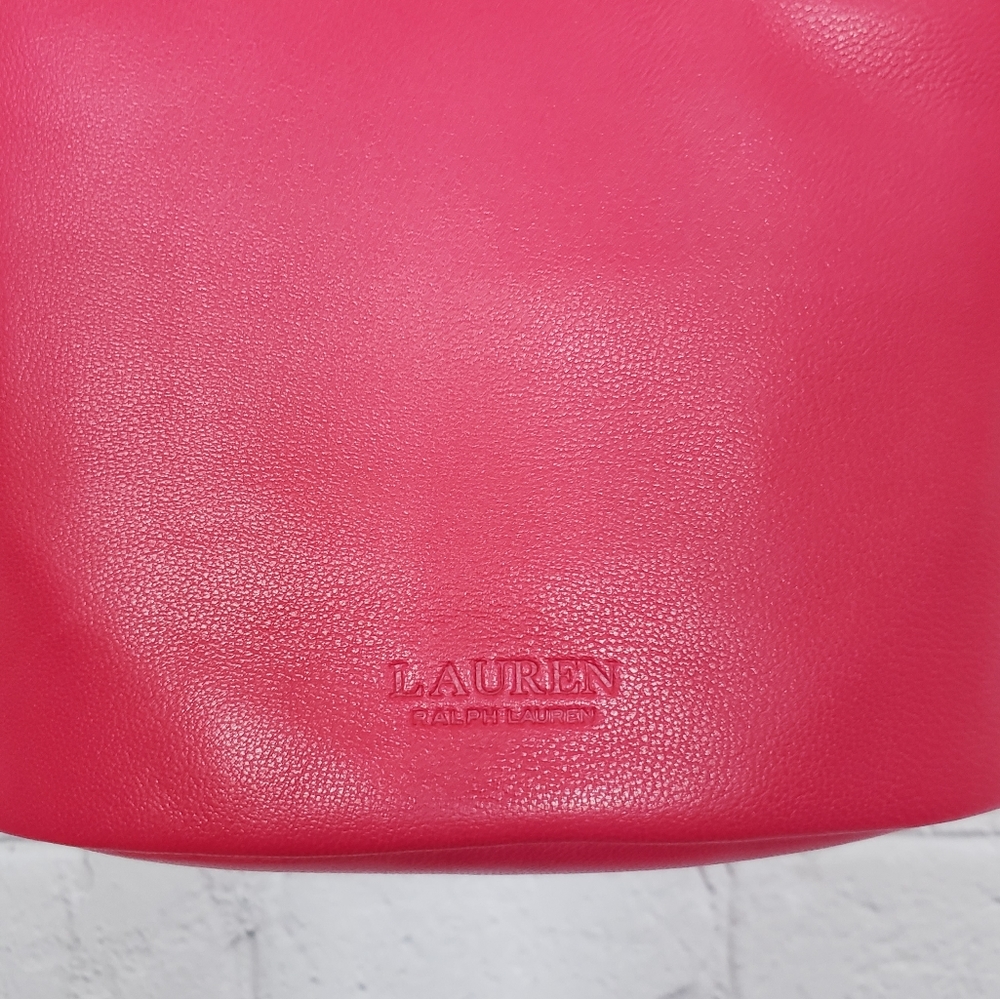 RALPH LAUREN Emmy Medium Nappa Leather Pink Bucket Crossbody - Picture 4 of 16